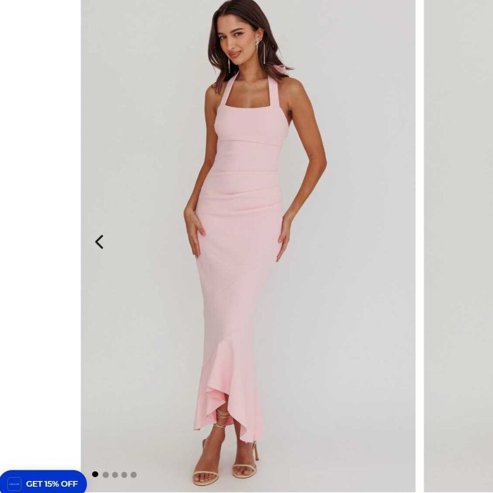 Selfie Leslie Fire of Stars Halterneck Midi Dress, Pink, Size M